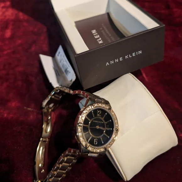 Anne Klein Black Dial Silver Bracelet Watch - Picture 2 of 7